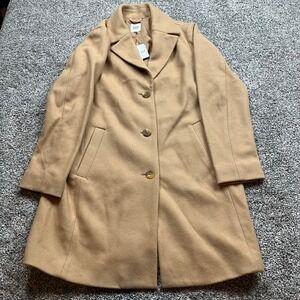 GAP Coat Womens M Camel Wool Blend Single Breasted pocket office over coatjacket